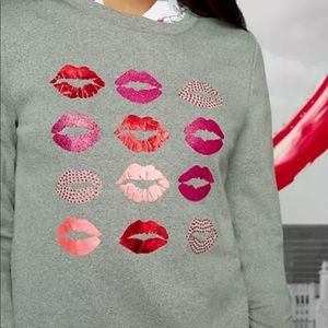 NY&Co Lip-Print Graphic Sweatshirt Grey